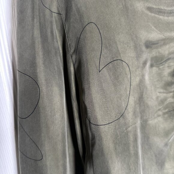 Madewell Brushed Ruched Top Sz 14 Green Long Sleeve Cupro V-Neck Earthy Olive - Picture 7 of 12